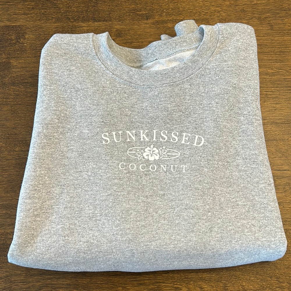 Sunkissed Coconut grey crewneck, size large